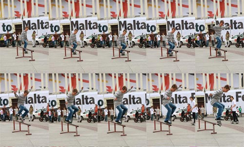 Skateboarder Skateboarding And Jumping Flip Trick Over The Pipe And Falling Down On Concrete
